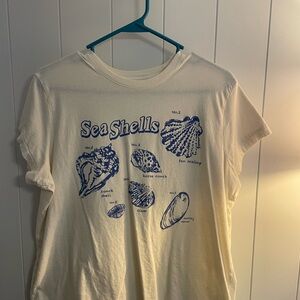 Universal Thread Cream Tee with Blue Sea Shells Print